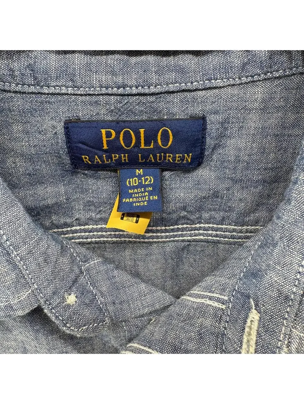 Polo Ralph Lauren Blue Chambray Denim Button Up Long Sleeve Kids M (10-12)